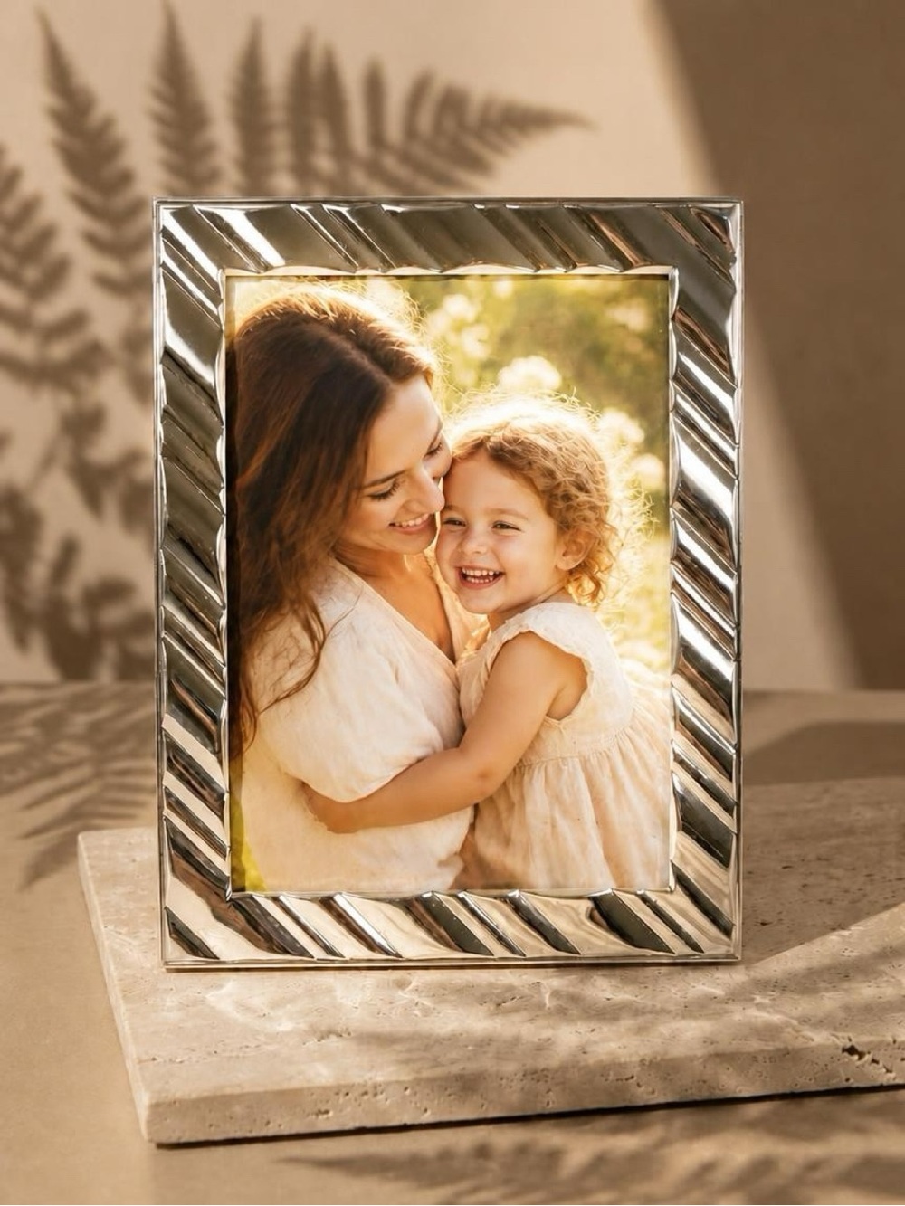 Sheffield Home Silver Diagonal Stripe Picture Frame 5x7”
